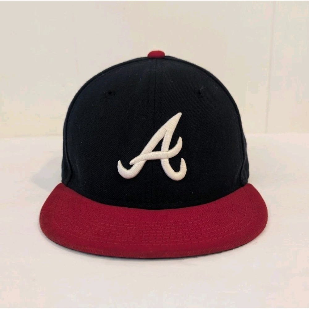 New Era Atlanta Braves Authentic On-Field 59FIFTY Fitted MLB Navy Red Hat 6 5/8